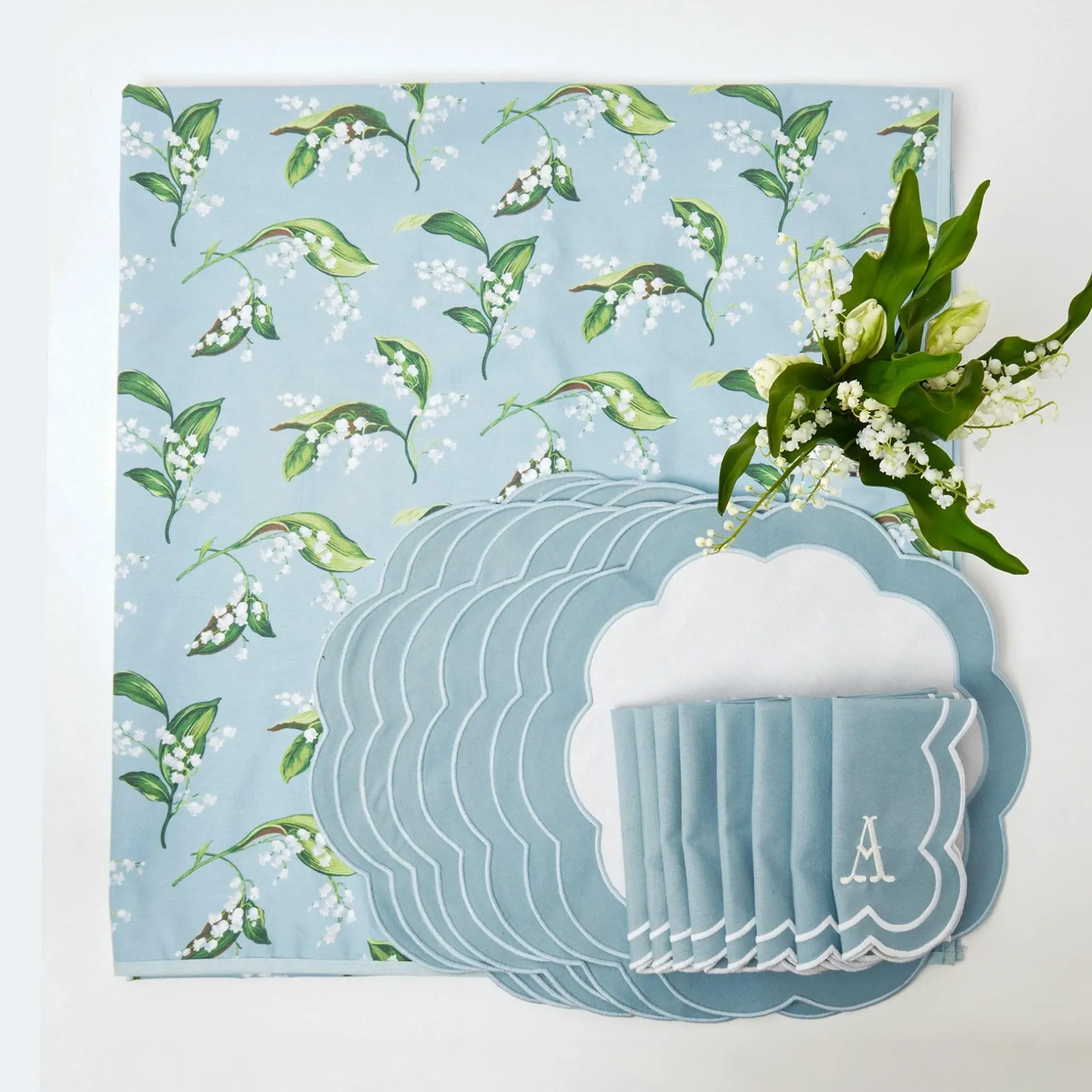 Mrs. Alice Lily Of The Valley Linen Set