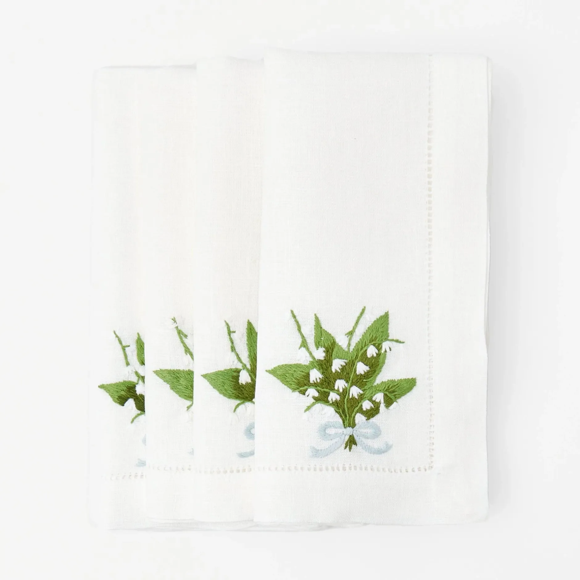 Discount Mrs. Alice Lily Of The Valley White Linen Napkins (Set Of 4)