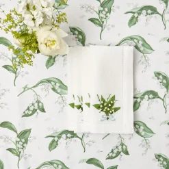 Discount Mrs. Alice Lily Of The Valley White Linen Napkins (Set Of 4)