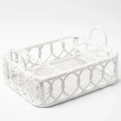 Discount Mrs. Alice Lorenzo White Rattan Drinks Tray