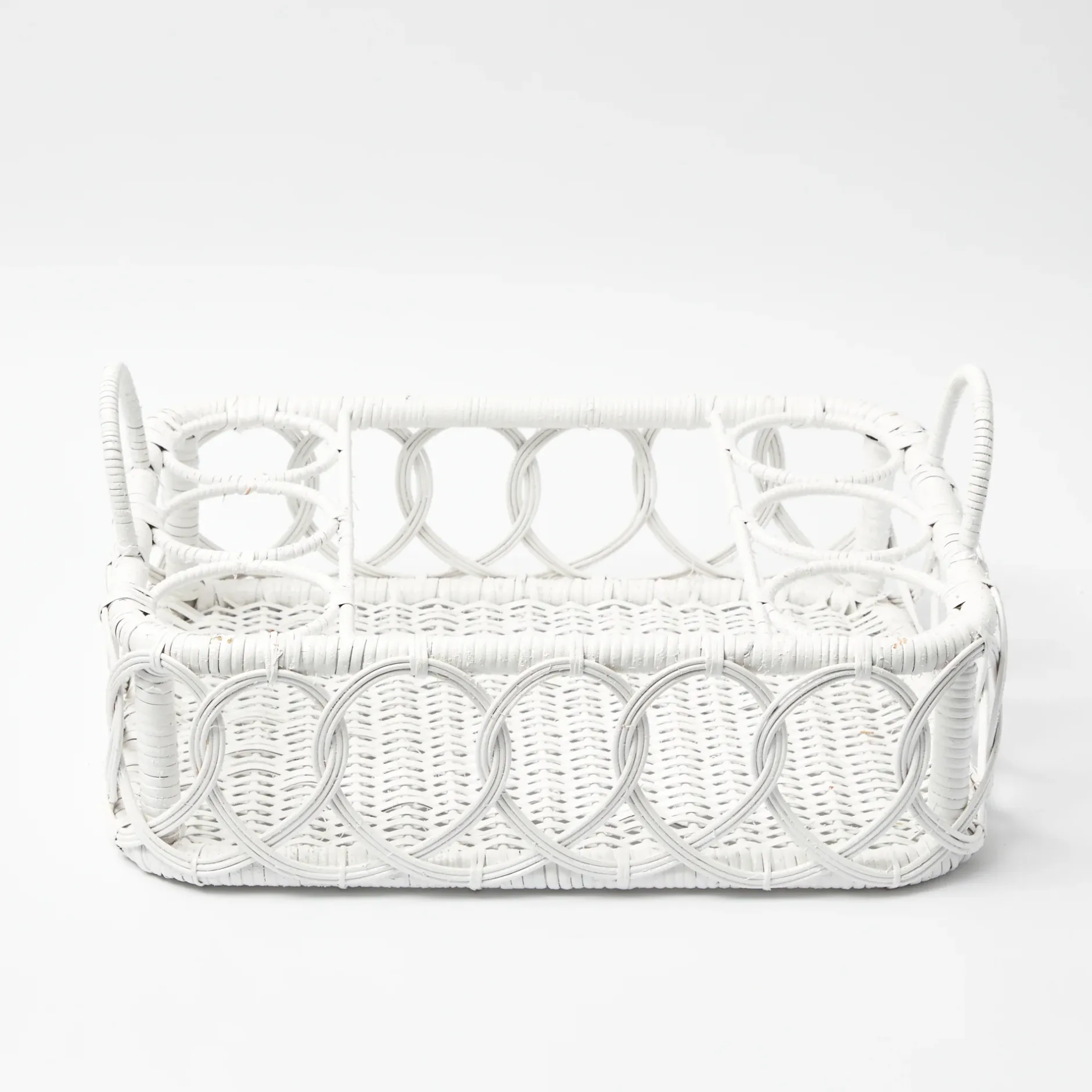 Hot Mrs. Alice Lorenzo White Rattan Drinks Tray