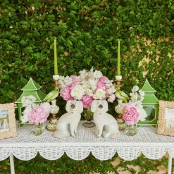 Online Mrs. Alice Madeleine White Rattan Scalloped Console Table