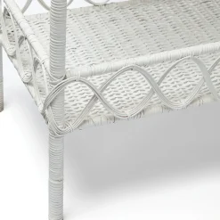 Online Mrs. Alice Madeleine White Rattan Scalloped Console Table