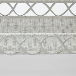 Online Mrs. Alice Madeleine White Rattan Scalloped Console Table