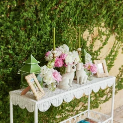 Online Mrs. Alice Madeleine White Rattan Scalloped Console Table