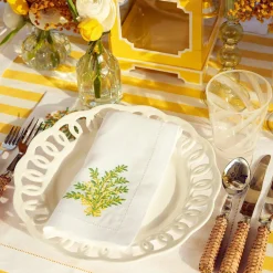 Clearance Mrs. Alice Mimosa White Linen Placemats & Napkins (Set Of 4)