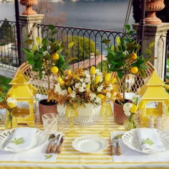 Clearance Mrs. Alice Mimosa White Linen Placemats & Napkins (Set Of 4)