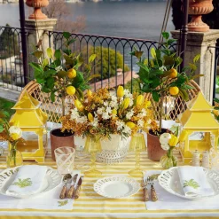 Clearance Mrs. Alice Mimosa White Linen Placemats & Napkins (Set Of 4)