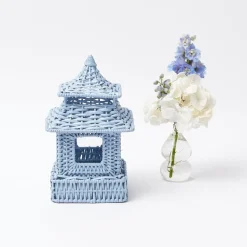 Sale Mrs. Alice Mini Blue Rattan Pagoda Lanterns (Pair)