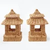 Clearance Mrs. Alice Mini Natural Rattan Pagoda Lanterns (Pair)