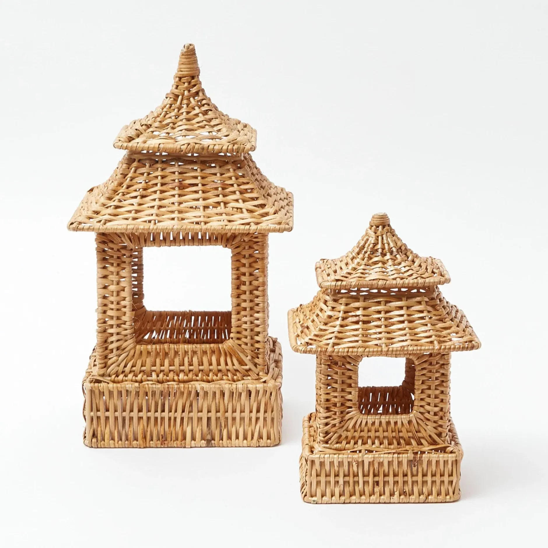 Best Mrs. Alice Mini Natural Rattan Pagoda Lanterns (Pair)
