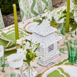 Hot Mrs. Alice Mini White Rattan Pagoda Lanterns (Pair)