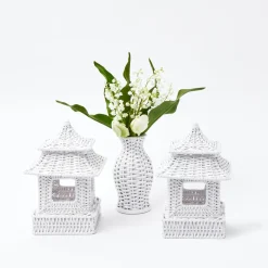 Outlet Mrs. Alice Mini White Rattan Pagoda Lanterns (Pair)