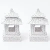 Hot Mrs. Alice Mini White Rattan Pagoda Lanterns (Pair)