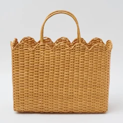 Sale Mrs. Alice Rattan Tote Bag (White Bow)