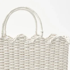 New Mrs. Alice White Rattan Tote Bag (Blue Bow)