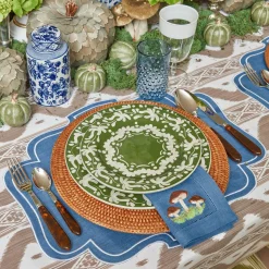 Hot Mrs. Alice Mushroom Blue Linen Napkins (Set Of 4)