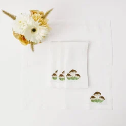 Outlet Mrs. Alice Mushroom White Linen Napkins (Set Of 4)