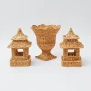 Clearance Mrs. Alice Natural Rattan Pagoda & Urn Vase Set
