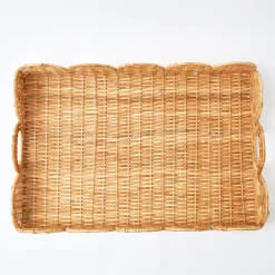 Sale Mrs. Alice Natural Scalloped Rattan Tray