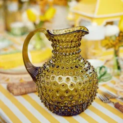 New Mrs. Alice Olive Green Hobnail Jug & Glasses (Set Of 6)