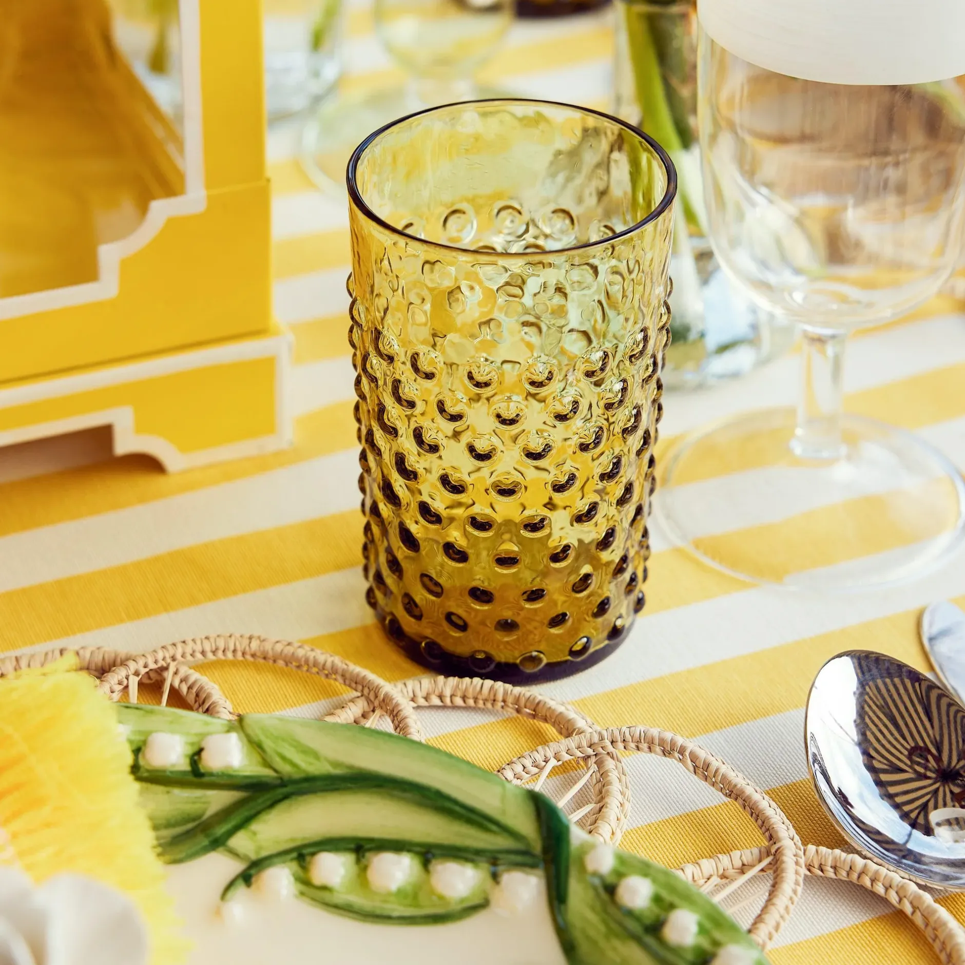 Clearance Mrs. Alice Olive Green Hobnail Jug & Glasses (Set Of 6)