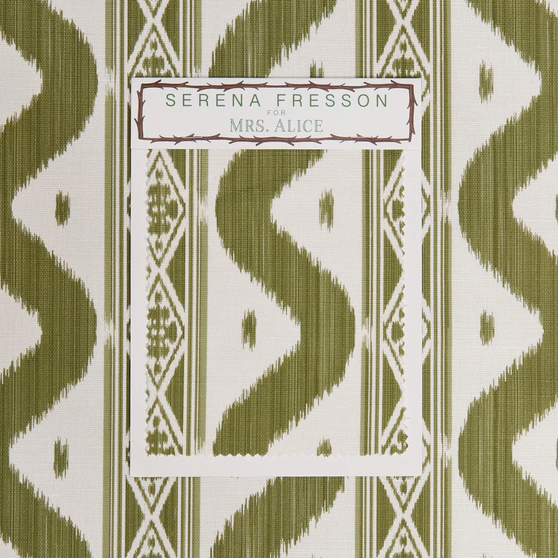 Hot Mrs. Alice Olive Green Ikat Stripe Fabric