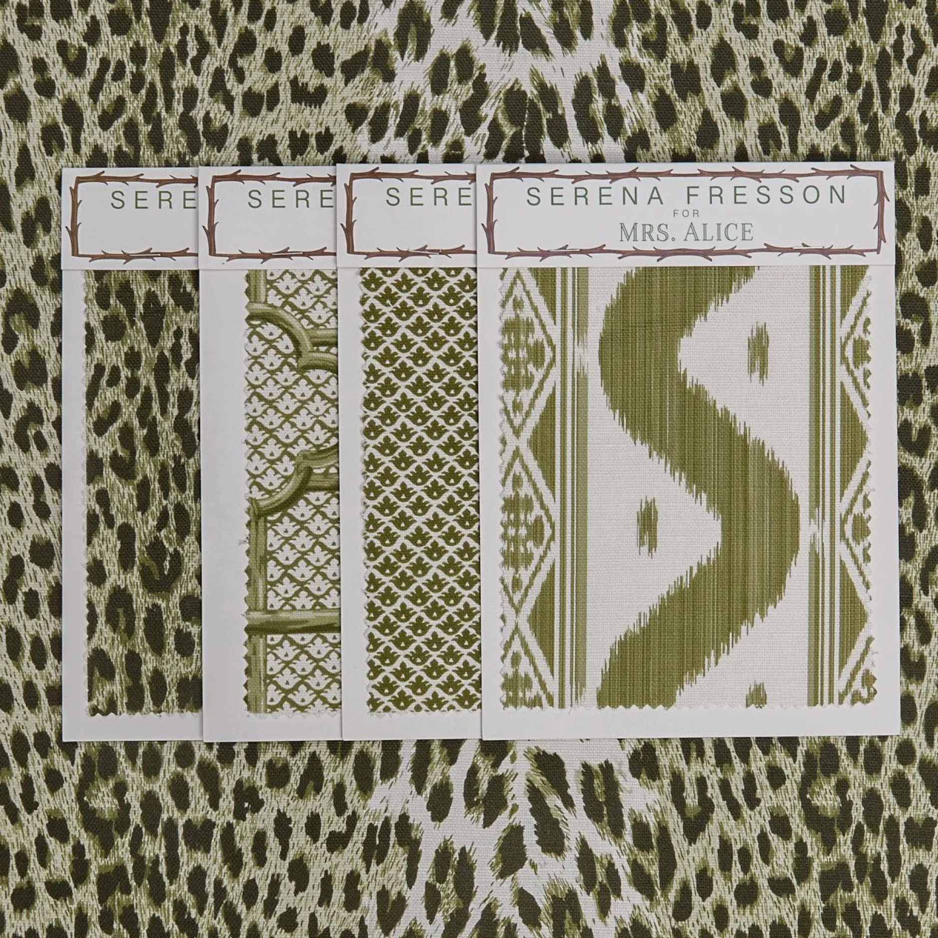 Mrs. Alice Olive Green Leopard Fabric