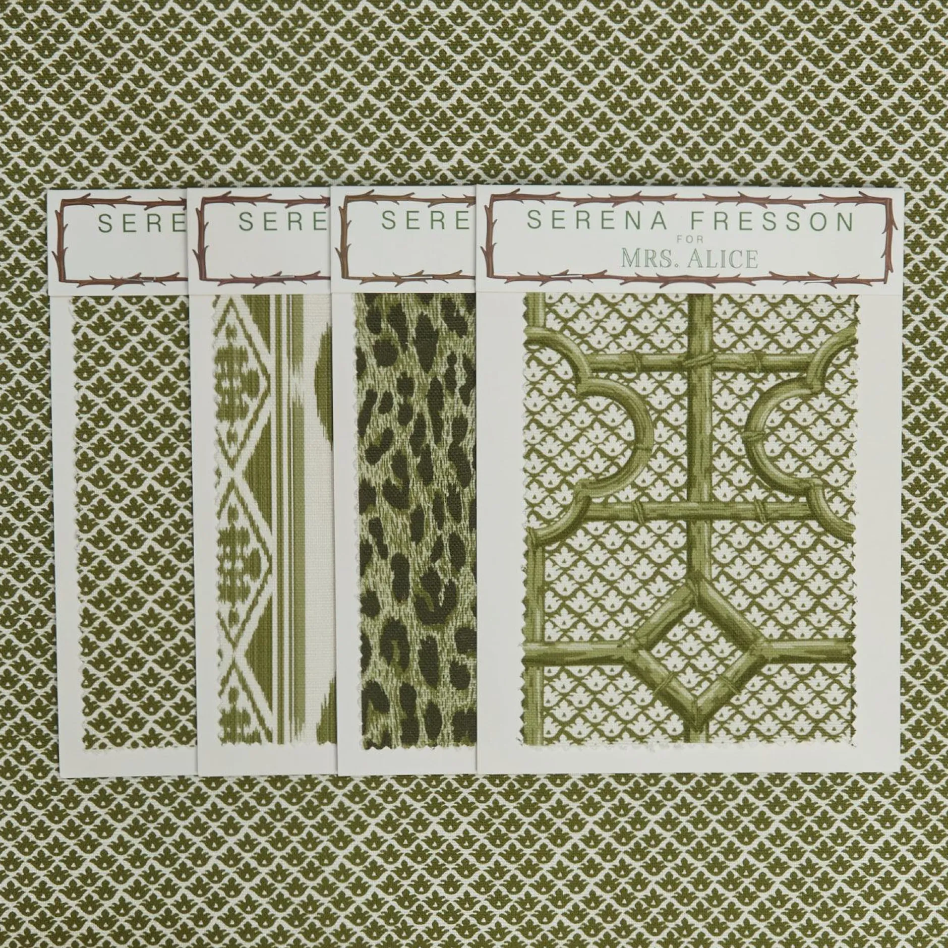 Online Mrs. Alice Olive Green Lotus Flower Fabric