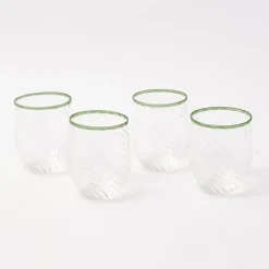 Clearance Mrs. Alice Olive Rim Swirl Glassware Set