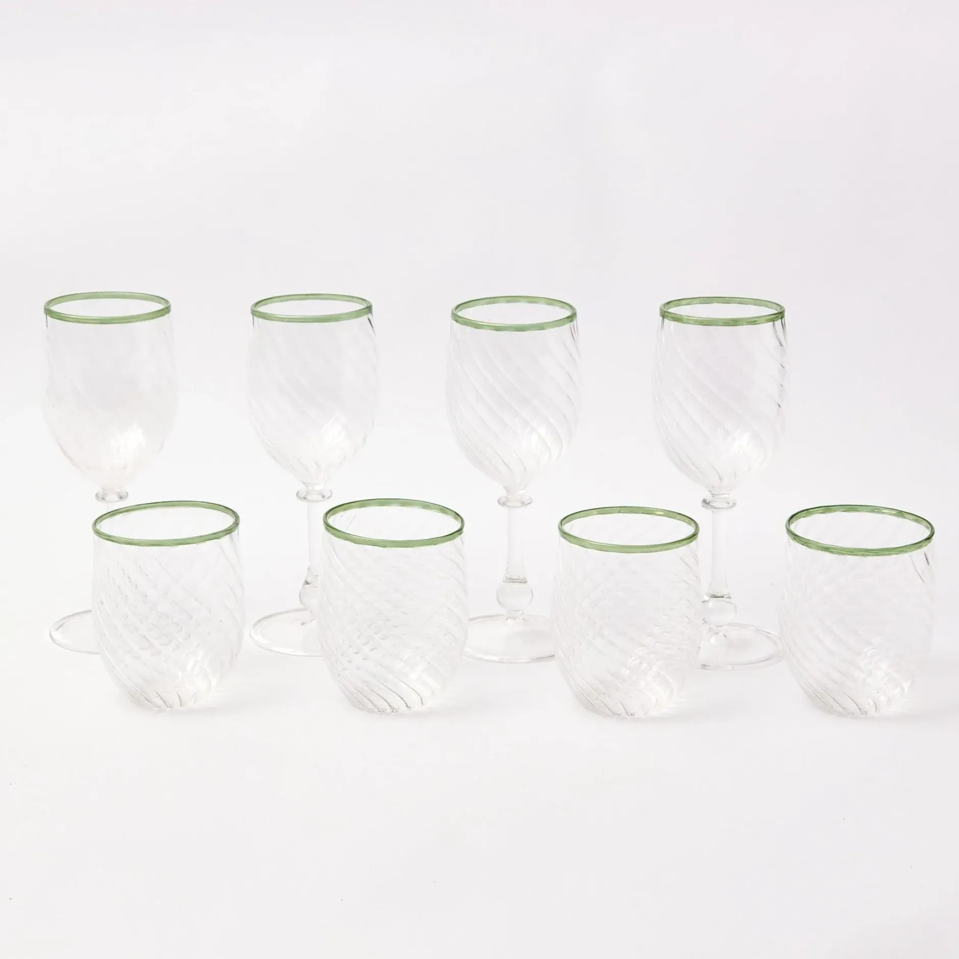 Clearance Mrs. Alice Olive Rim Swirl Glassware Set