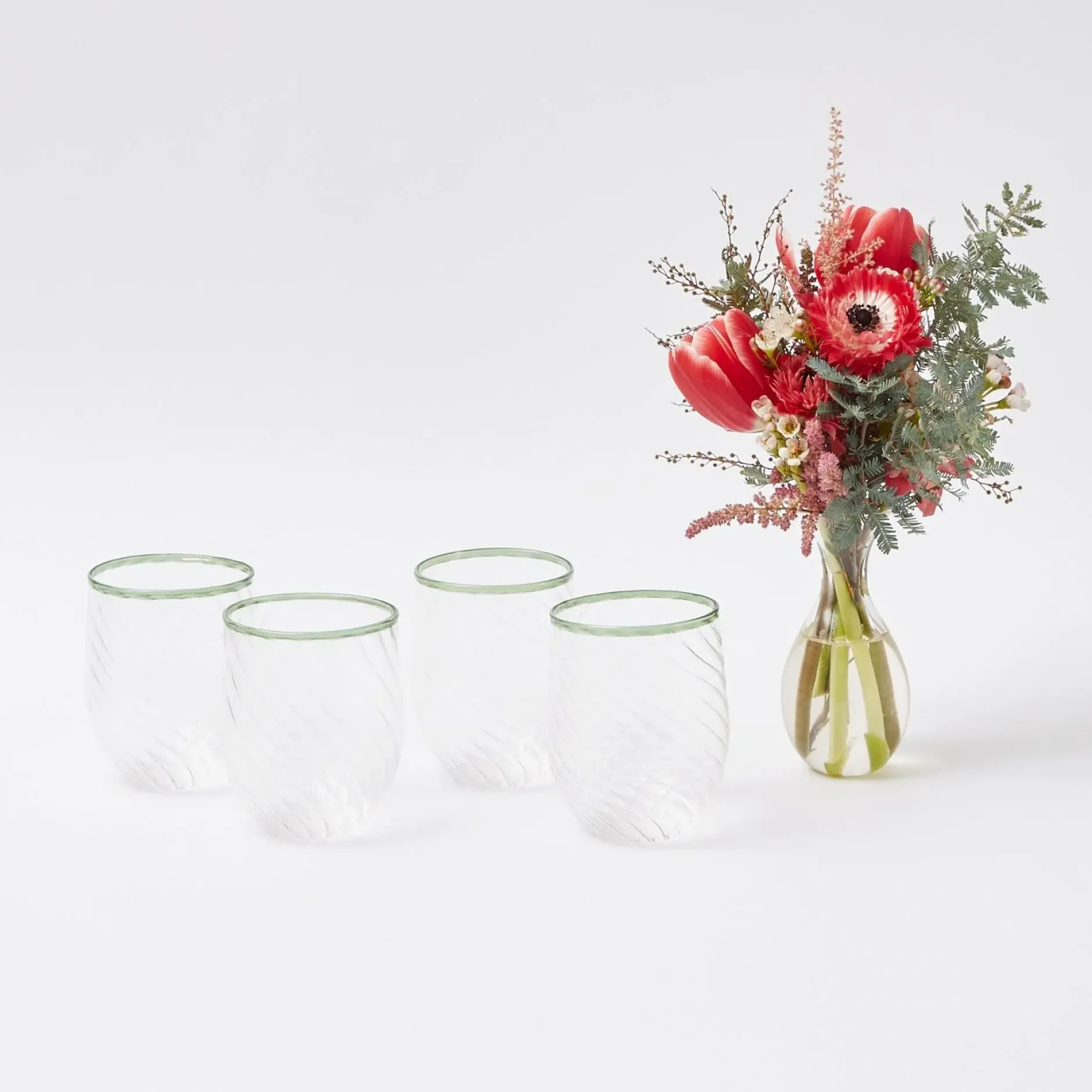 Clearance Mrs. Alice Olive Rim Swirl Glassware Set