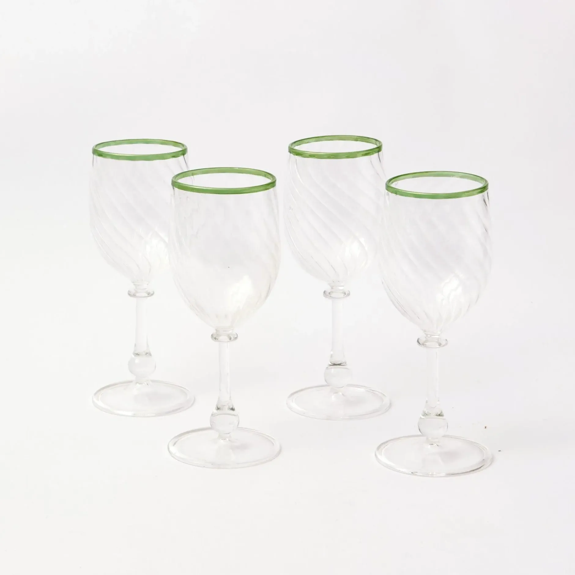 Hot Mrs. Alice Olive Rim Swirl Wine Glasses (Set Of 4)