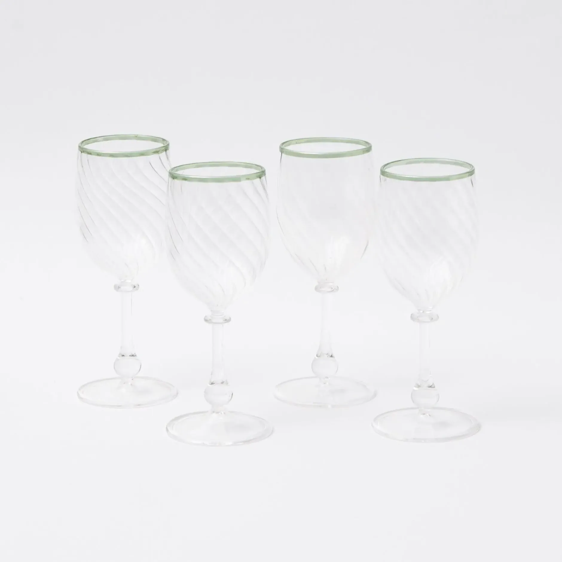 Hot Mrs. Alice Olive Rim Swirl Wine Glasses (Set Of 4)