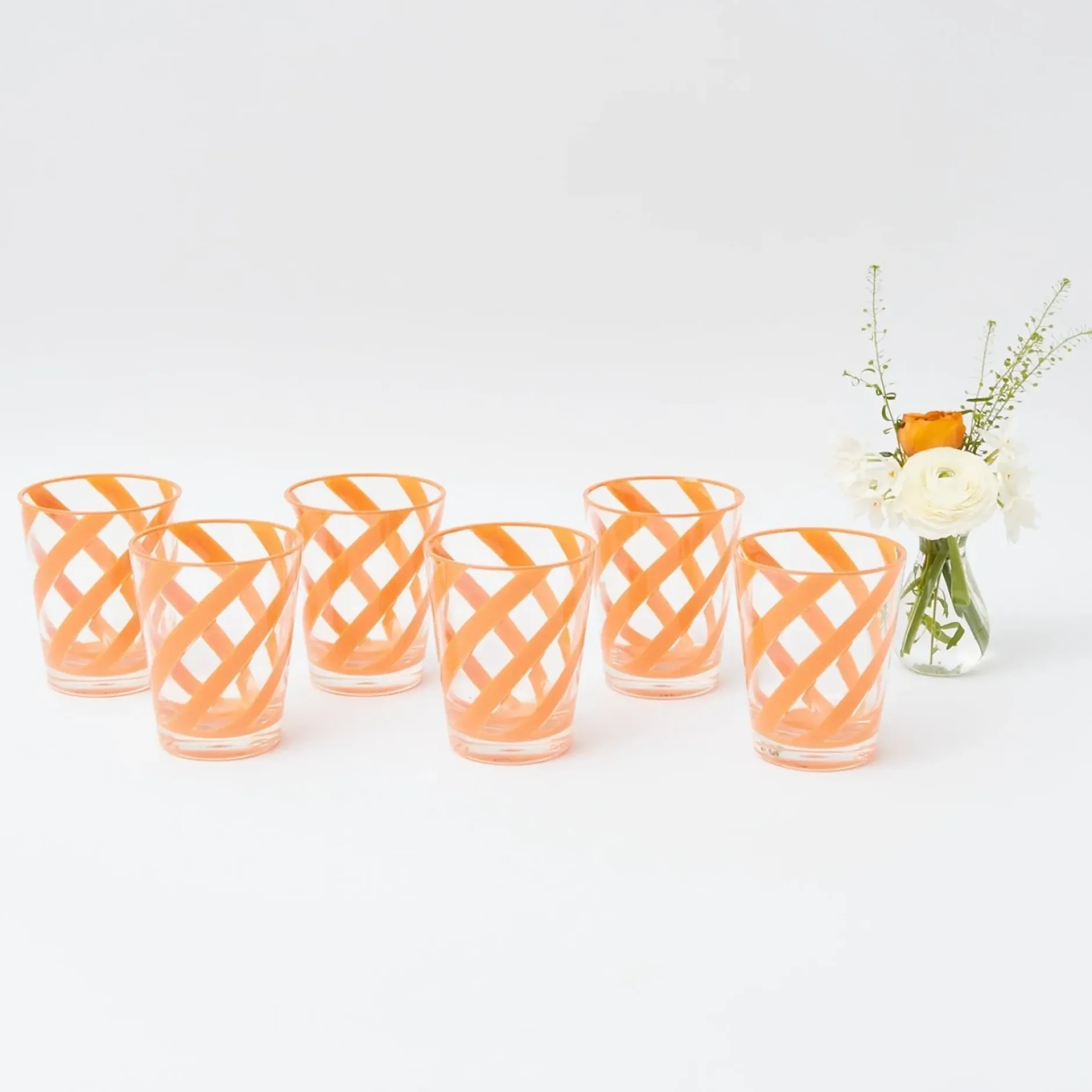 Clearance Mrs. Alice Orange Swirl Outdoor Glasses (Set Of 6)
