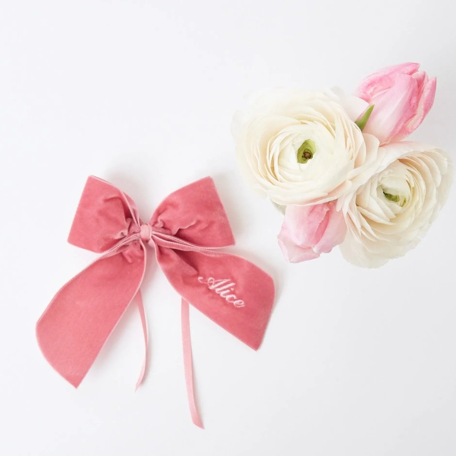 Hot Mrs. Alice Personalised Dusty Pink Napkin Bow