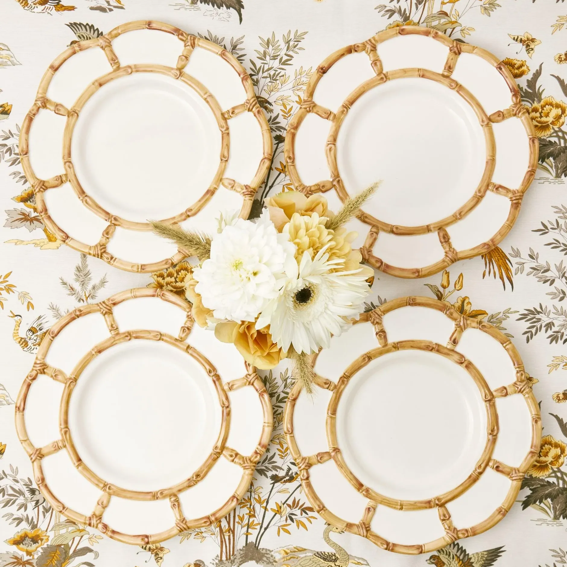 Online Mrs. Alice Petal Bamboo Ceramic Dinner Plate (Set Of 4)