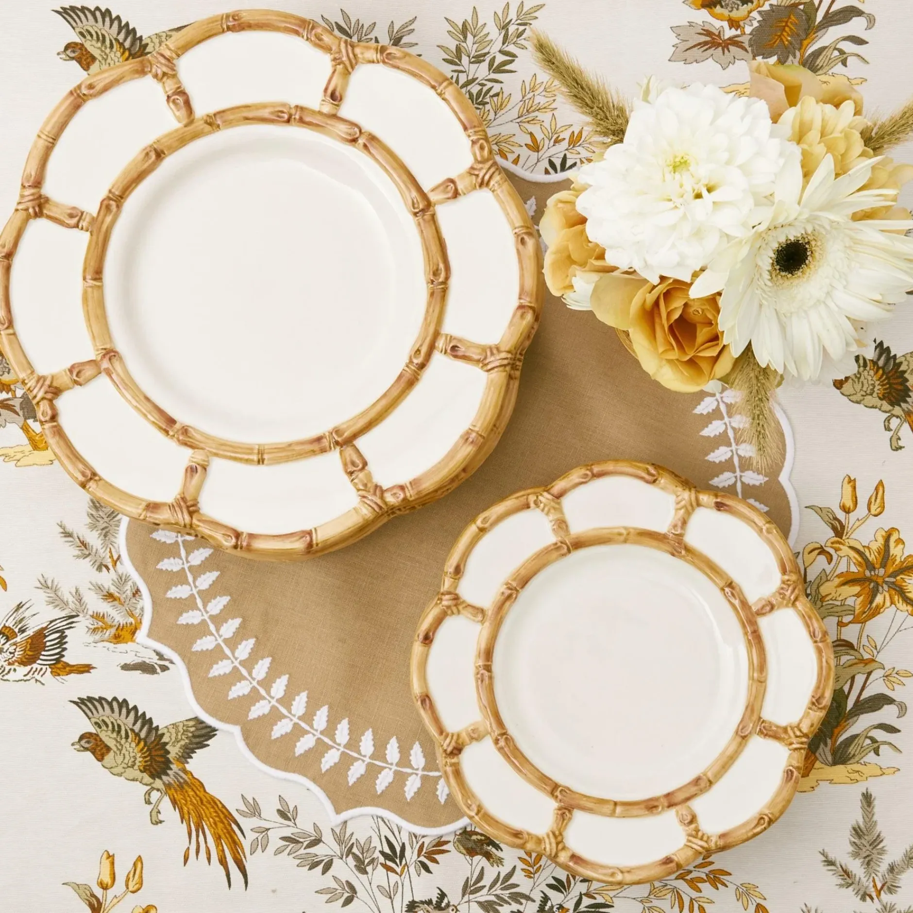 Online Mrs. Alice Petal Bamboo Ceramic Dinner Plate (Set Of 4)