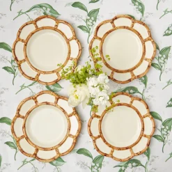 Online Mrs. Alice Petal Bamboo Ceramic Dinner Plate (Set Of 4)