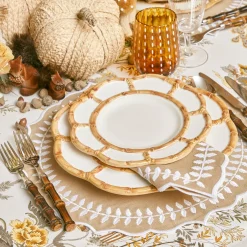 Clearance Mrs. Alice Petal Bamboo Ceramic Dinner & Starter Plates (Set Of 8)
