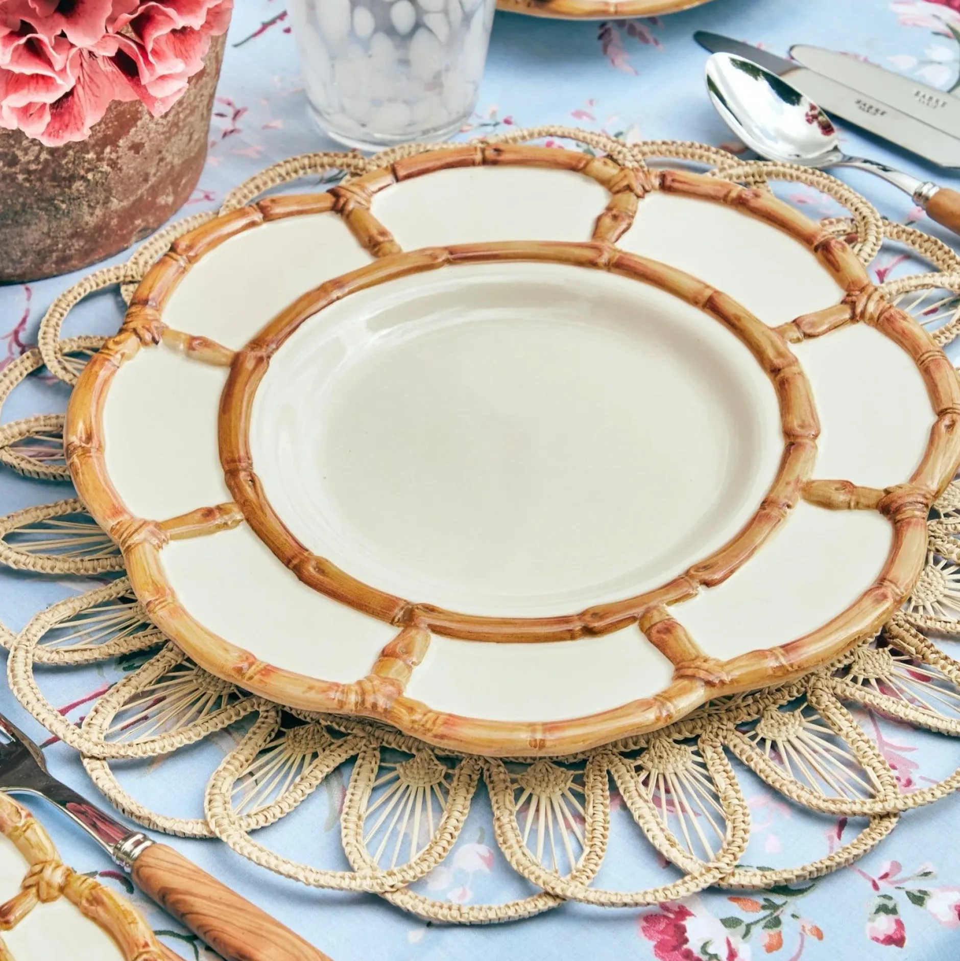 Clearance Mrs. Alice Petal Bamboo Ceramic Dinner & Starter Plates (Set Of 8)