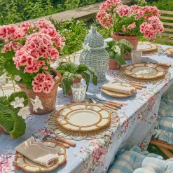 Mrs. Alice Petal Bamboo Ceramic Dinner & Starter Plates (Set Of 8)