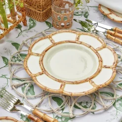 Mrs. Alice Petal Bamboo Ceramic Dinner & Starter Plates (Set Of 8)