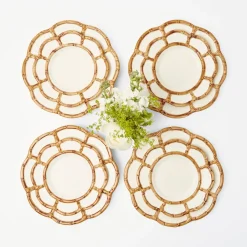 Sale Mrs. Alice Petal Bamboo Ceramic Dinner & Starter Plates (Set Of 8)
