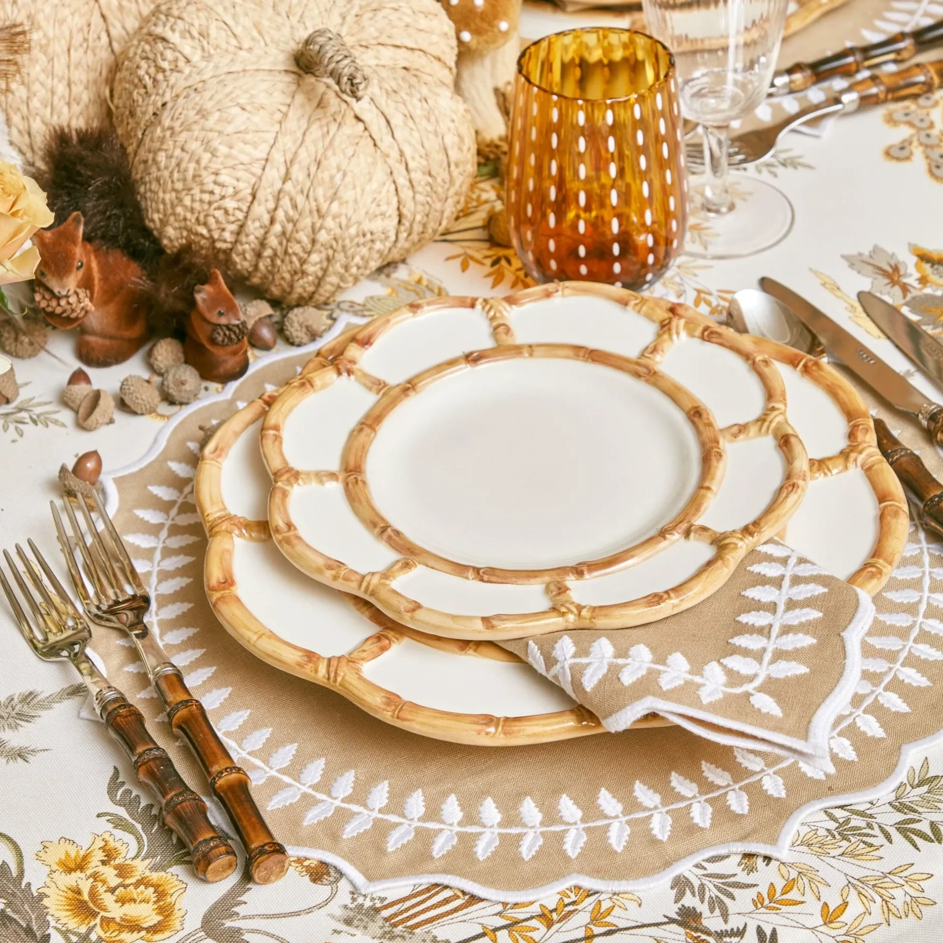 Sale Mrs. Alice Petal Bamboo Ceramic Dinner & Starter Plates (Set Of 8)