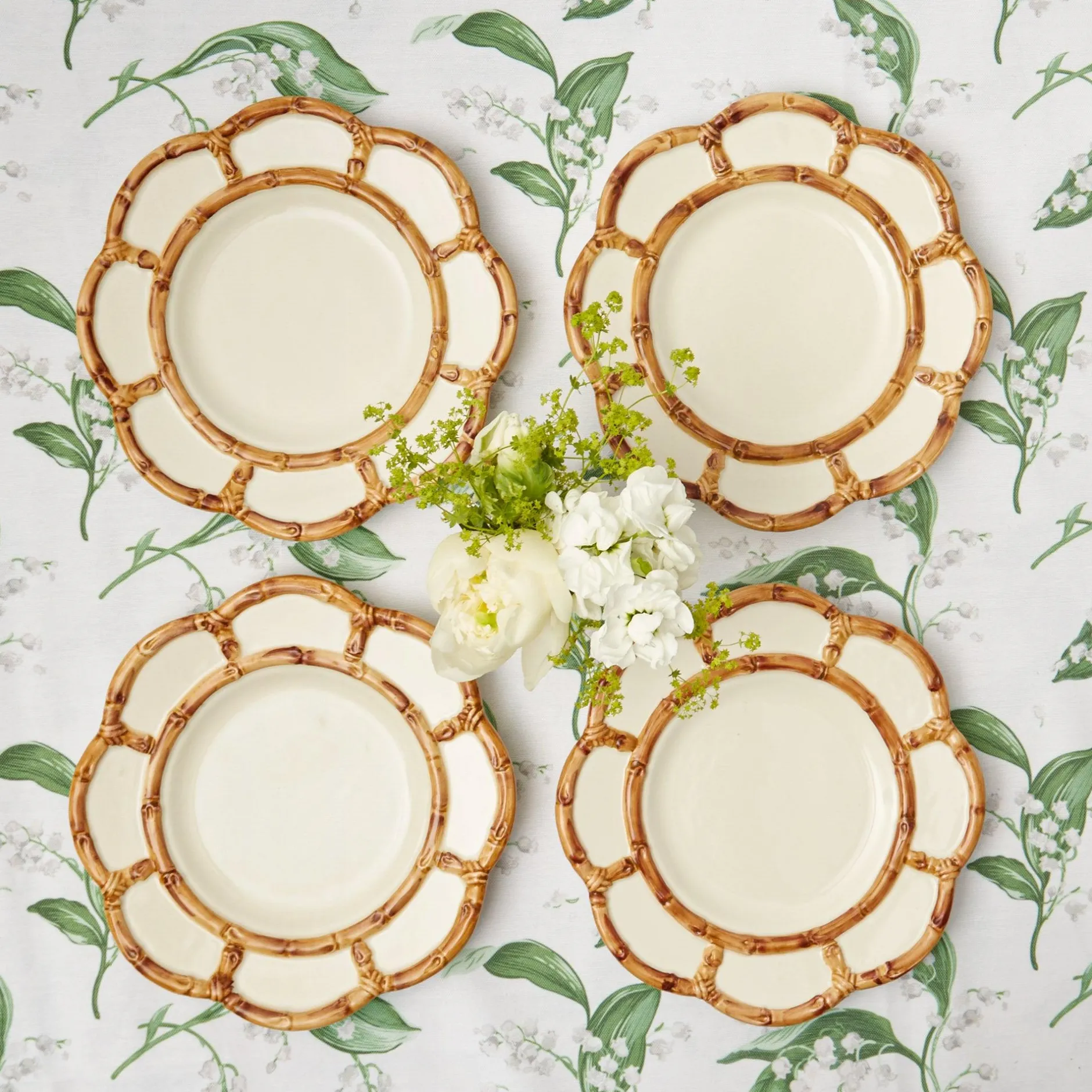 Sale Mrs. Alice Petal Bamboo Ceramic Dinner & Starter Plates (Set Of 8)