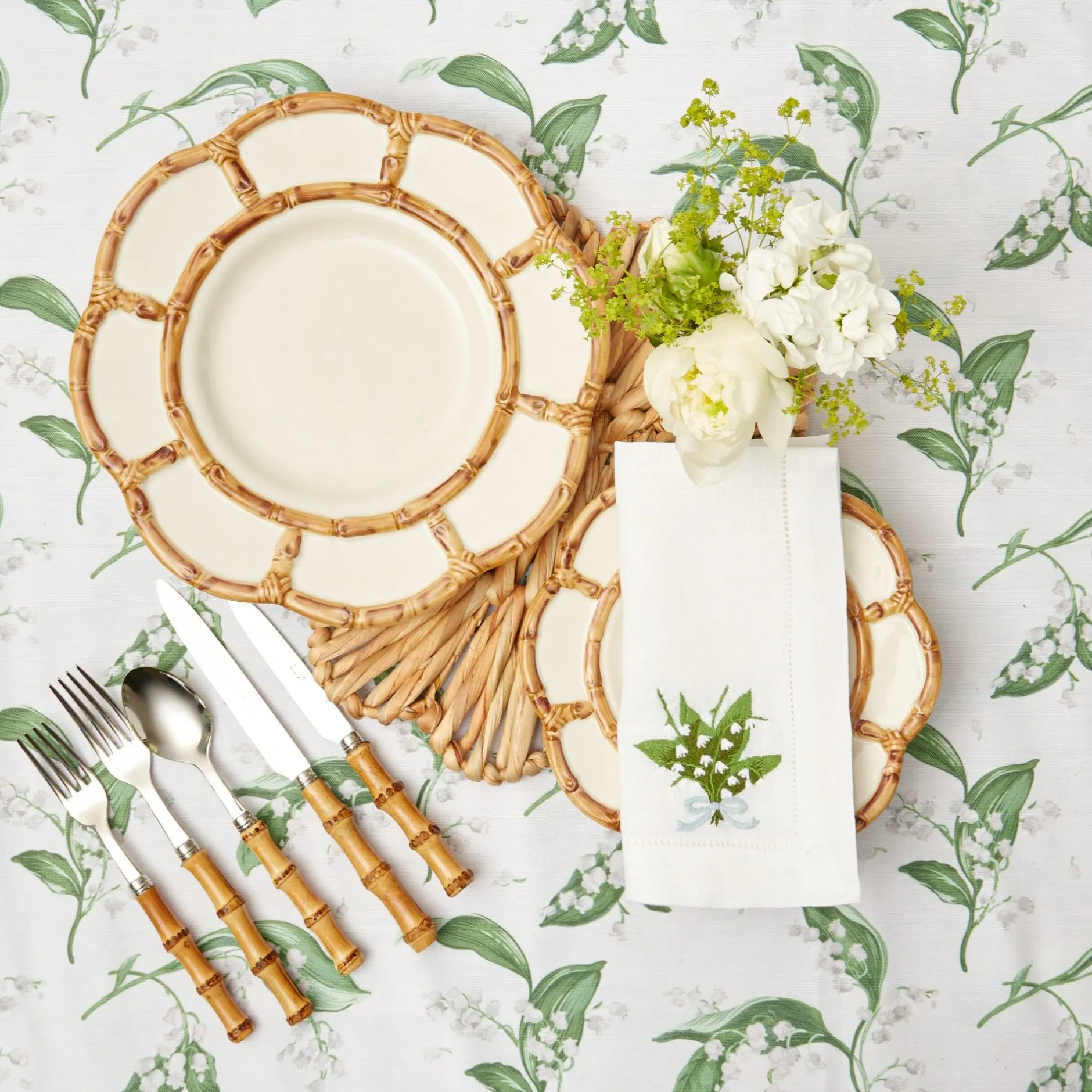 Sale Mrs. Alice Petal Bamboo Ceramic Dinner Plate (Set Of 4)