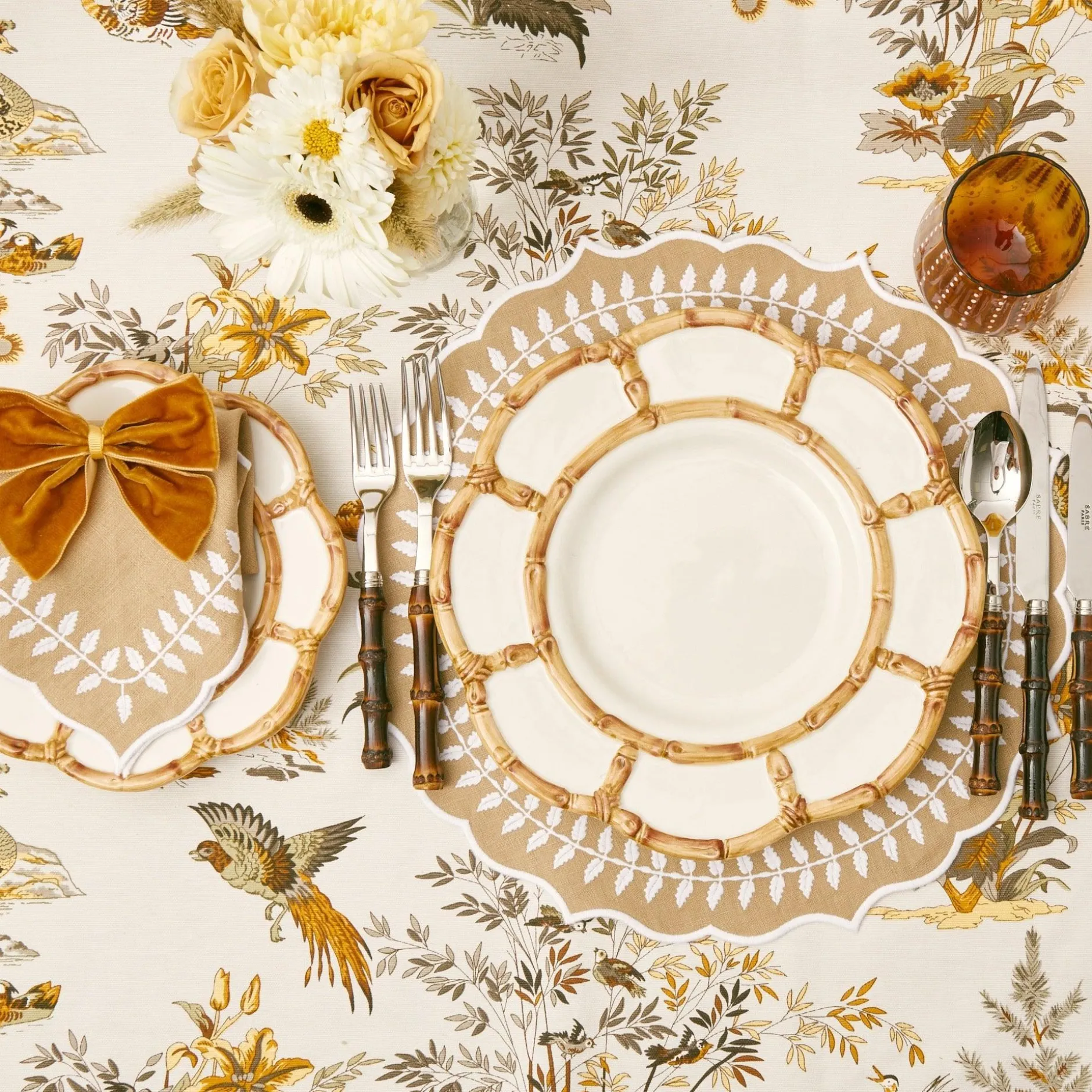 Outlet Mrs. Alice Petal Bamboo Ceramic Dinner & Starter Plates (Set Of 8)