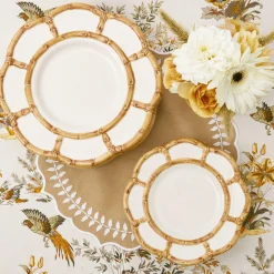 Outlet Mrs. Alice Petal Bamboo Ceramic Dinner & Starter Plates (Set Of 8)