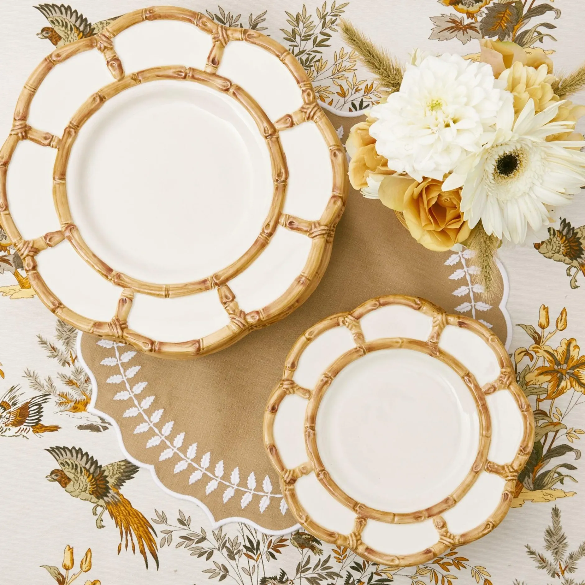 Outlet Mrs. Alice Petal Bamboo Ceramic Dinner & Starter Plates (Set Of 8)